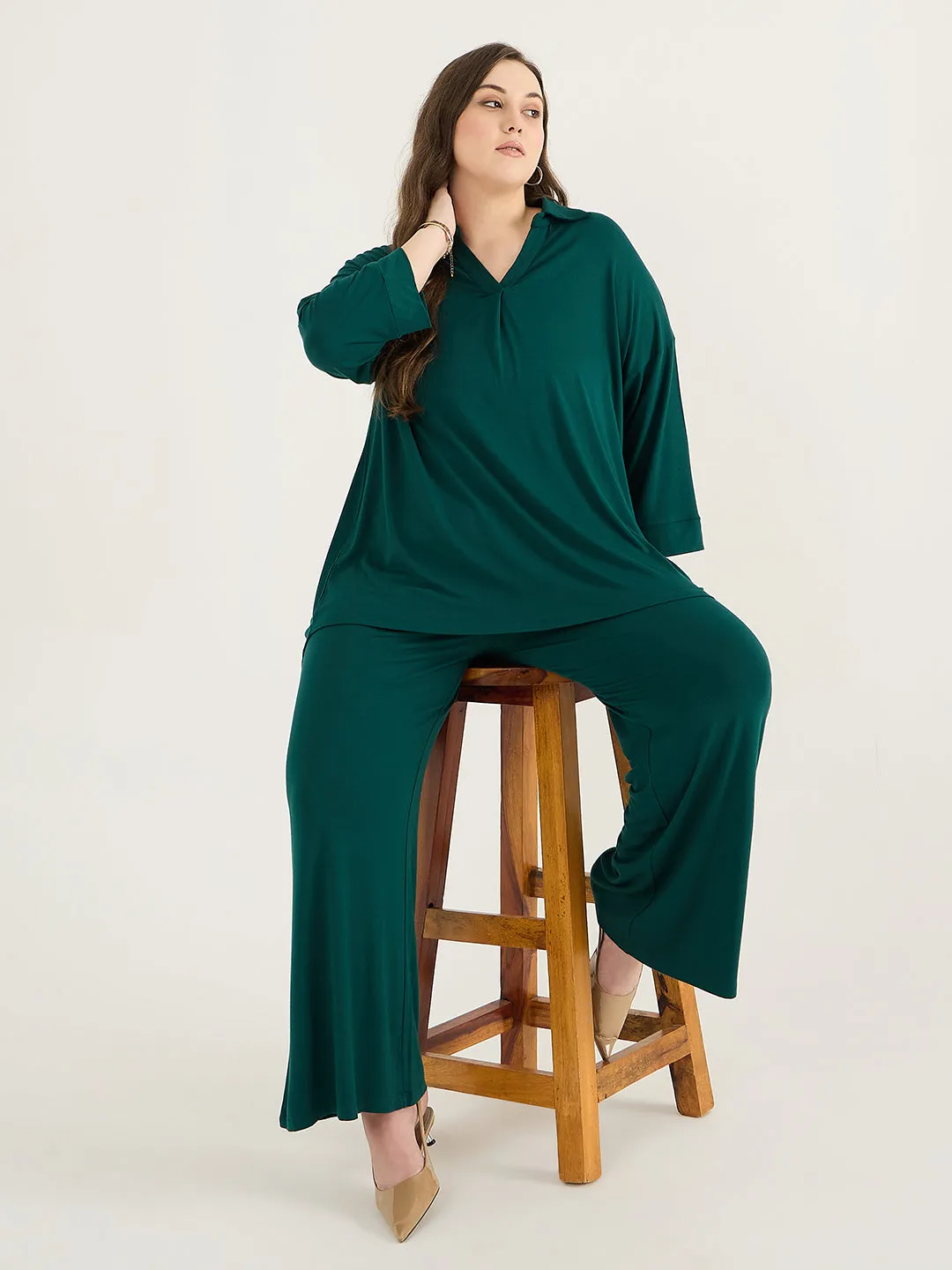 Bamboo Green Bootleg Pants