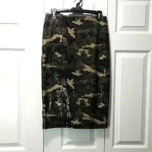 Bar III Sequined Camo-Print Pencil Skirt Size Small