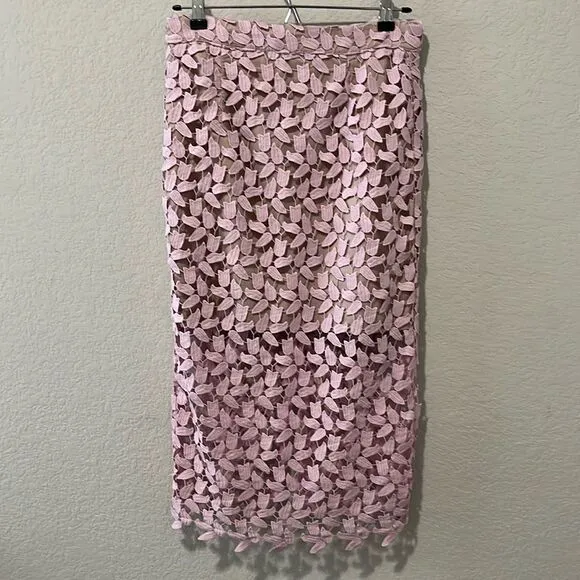 BARDOT Flora Lace Floral Pencil Skirt in Dusty Pink, Size 6/S
