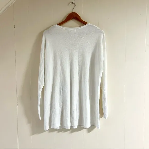 Barefoot Dreams V Neck Pullover Sweater in White sz L