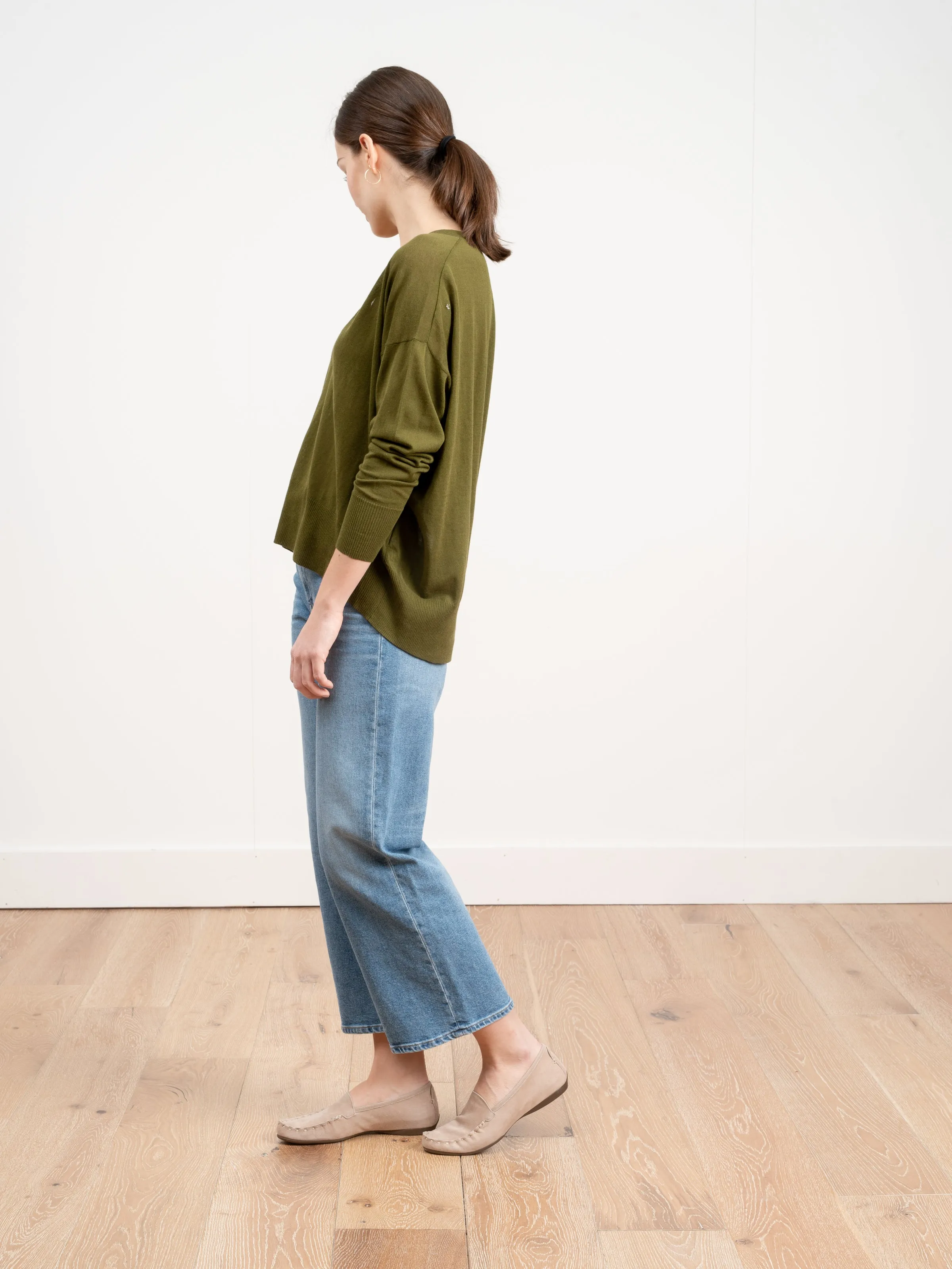 basic v-neck sweater - khaki