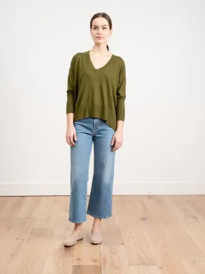 basic v-neck sweater - khaki