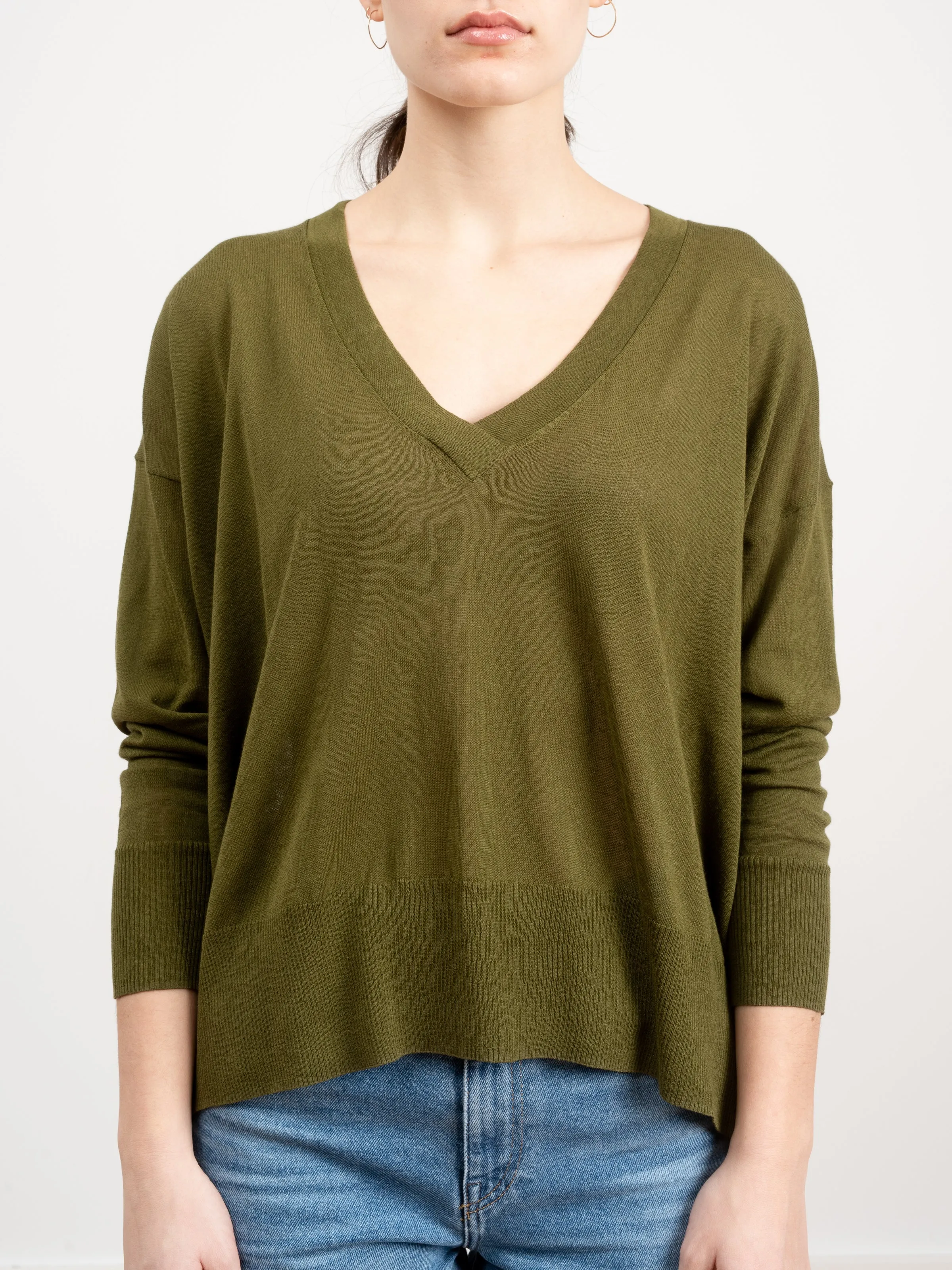 basic v-neck sweater - khaki