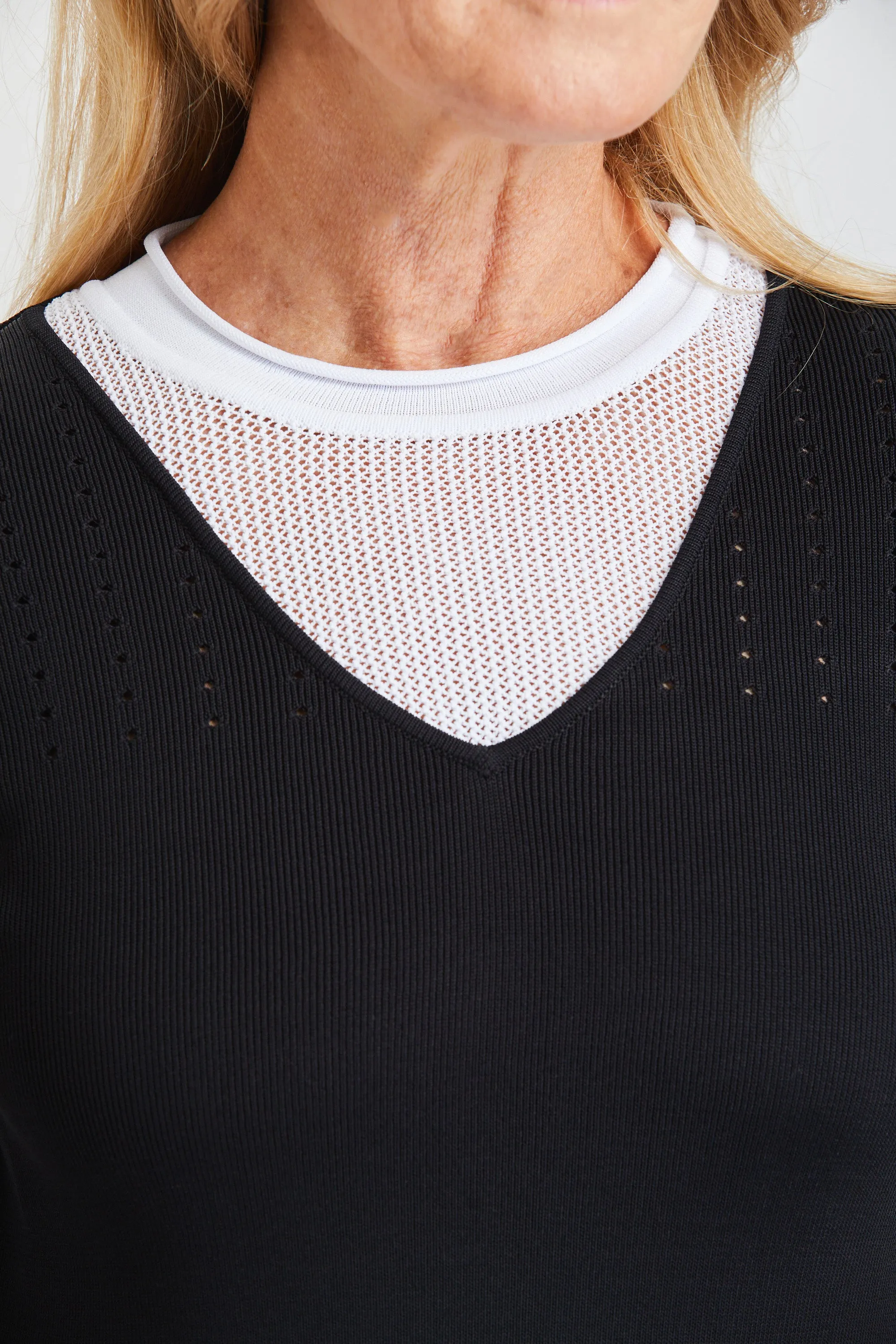 BBQ Whites Illusion V-Neck- FINAL SALE
