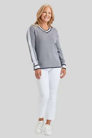 BBQ Whites Tweed V-Neck- FINAL SALE
