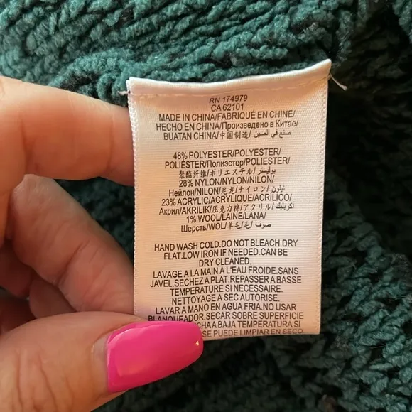 BCBGMAXAZRIA Marled Knit Textured Turtleneck Green Sweater