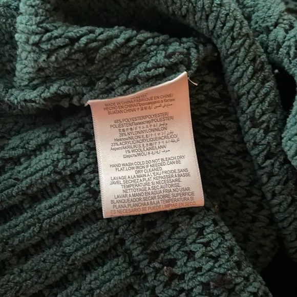 BCBGMAXAZRIA Marled Knit Textured Turtleneck Green Sweater