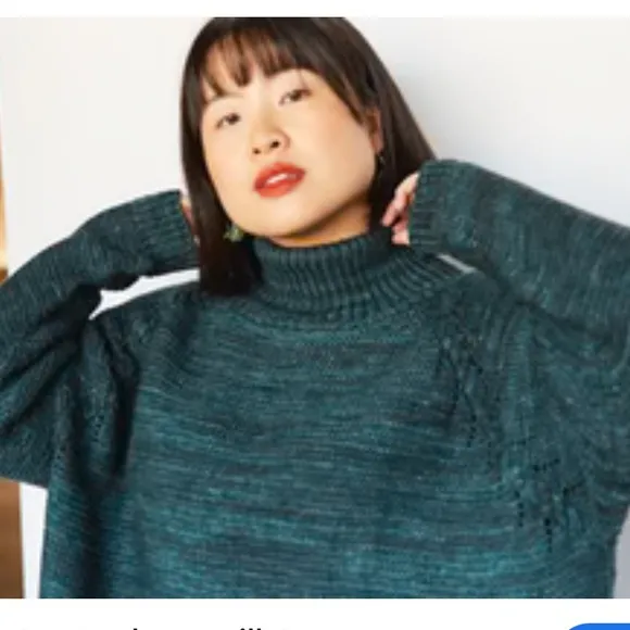 BCBGMAXAZRIA Marled Knit Textured Turtleneck Green Sweater