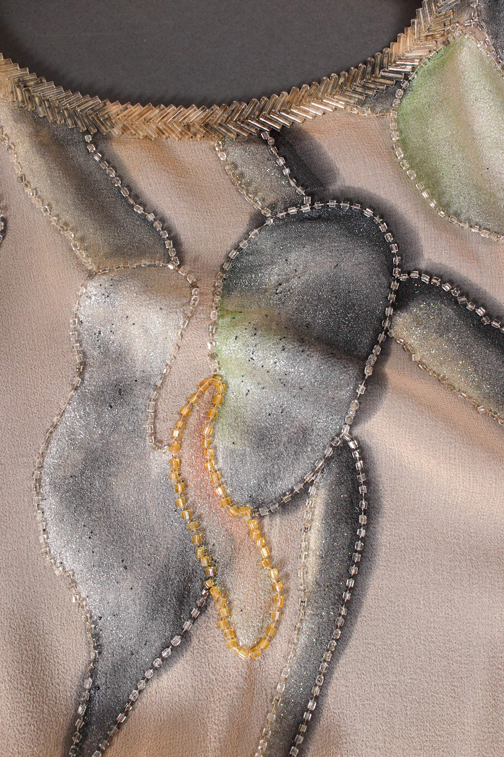 Bead Painted Leaf Shawl & Dress Set