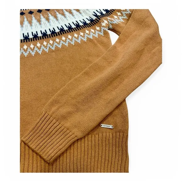 Beautiful The Normal Brand Oslo Fair Isle Cozy Turtleneck Tan Sweater Size XS