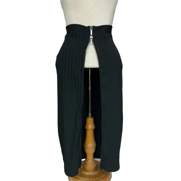 Bebe Full Zip Bodycon Knee Length Pencil Skirt in Black Size XS