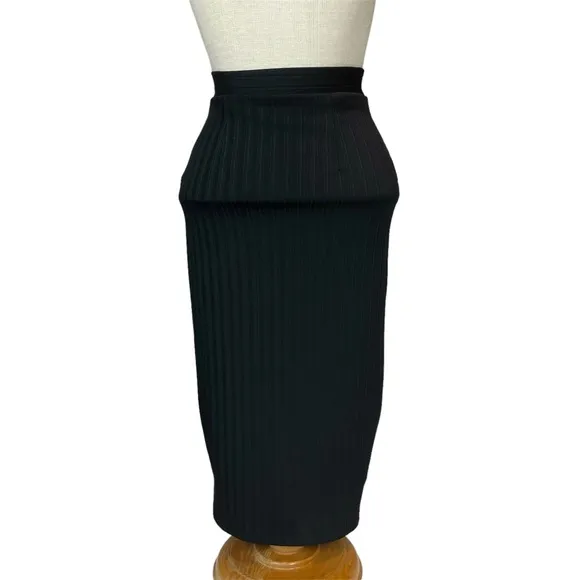 Bebe Full Zip Bodycon Knee Length Pencil Skirt in Black Size XS