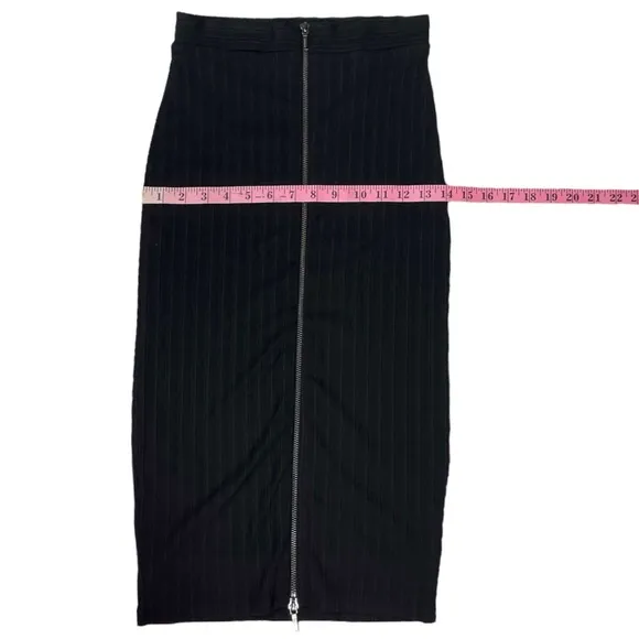 Bebe Full Zip Bodycon Knee Length Pencil Skirt in Black Size XS