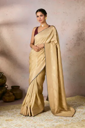 Beige Jacquard Saree