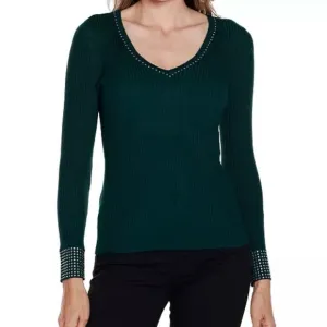 belldini Deep Emerald V-Neck Sweater