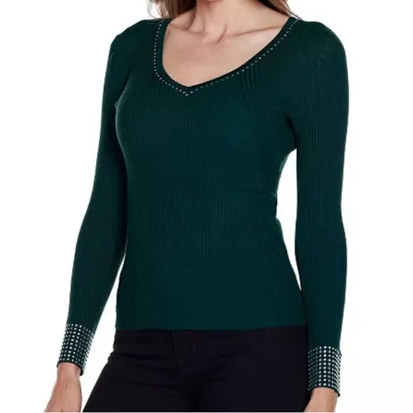 belldini Deep Emerald V-Neck Sweater