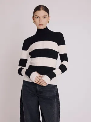 Berenice ALMI Pullover | Striped stand-up jumper