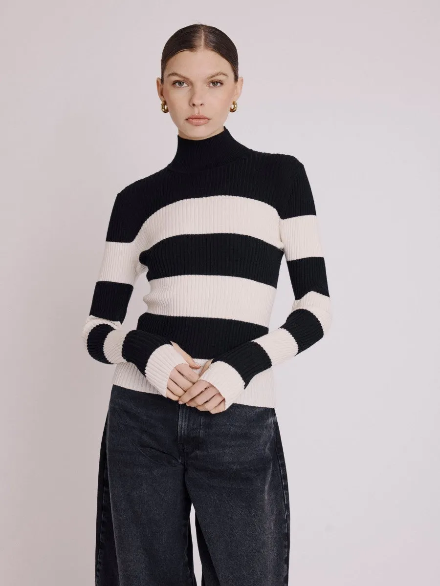 Berenice ALMI Pullover | Striped stand-up jumper