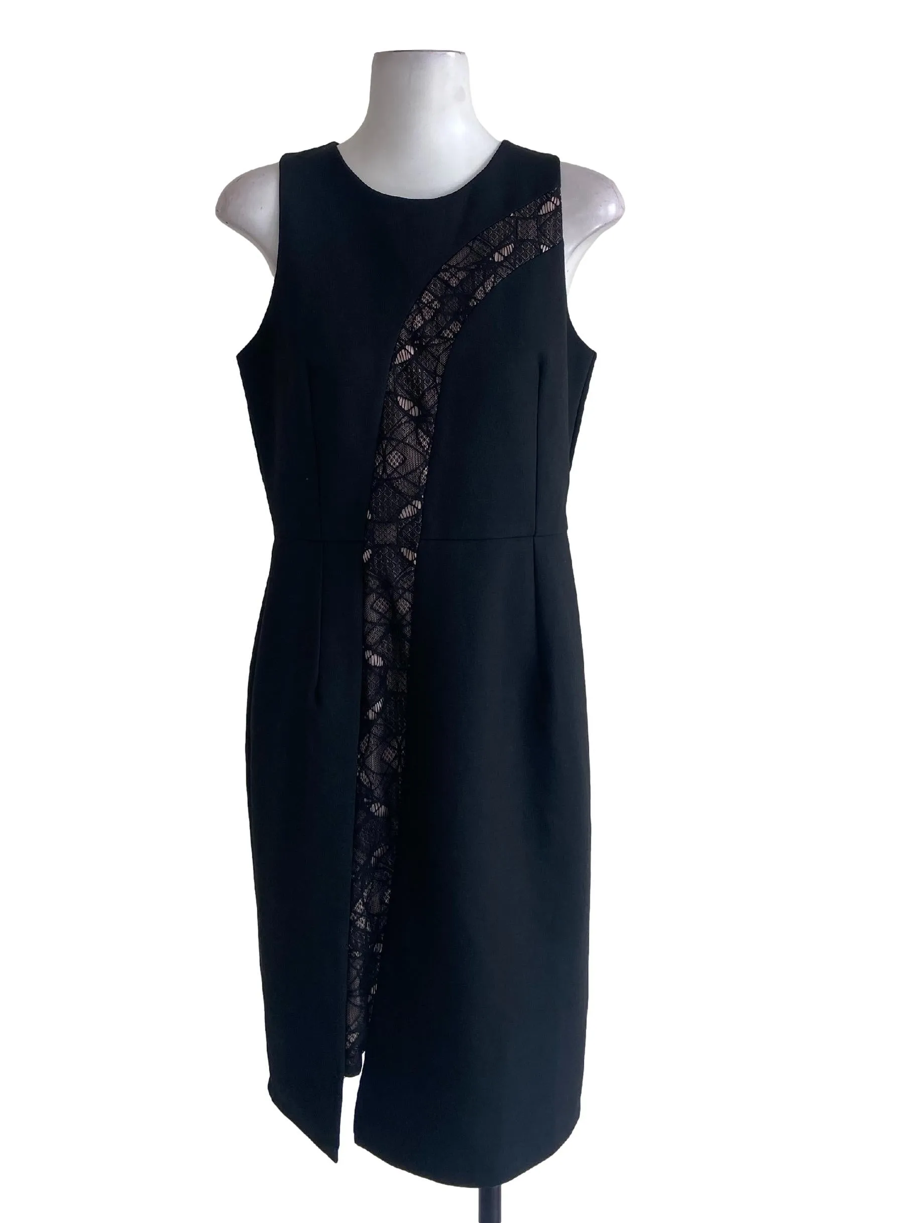 Black Asymmetric Lace Shift Dress TTT