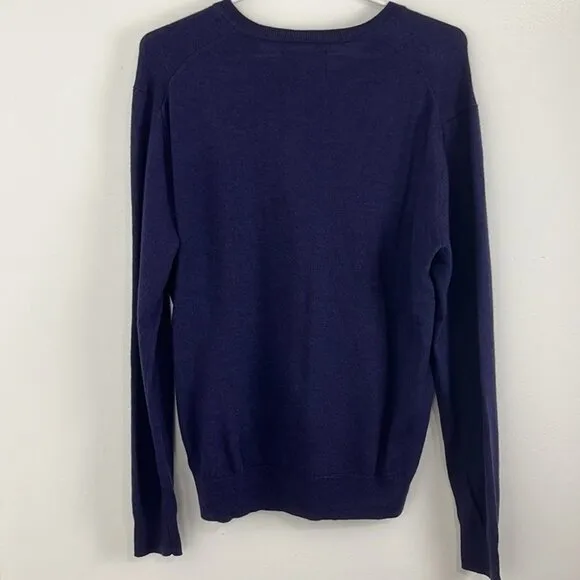 Black Brown 1826 Purple 100% Merino Wool V-Neck Sweater