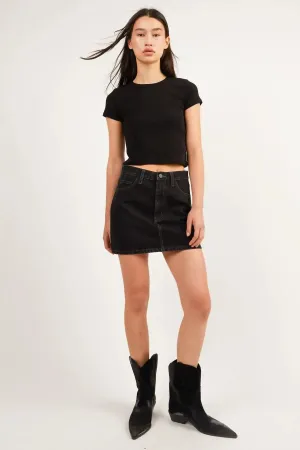 Black Mini Jean Skirt