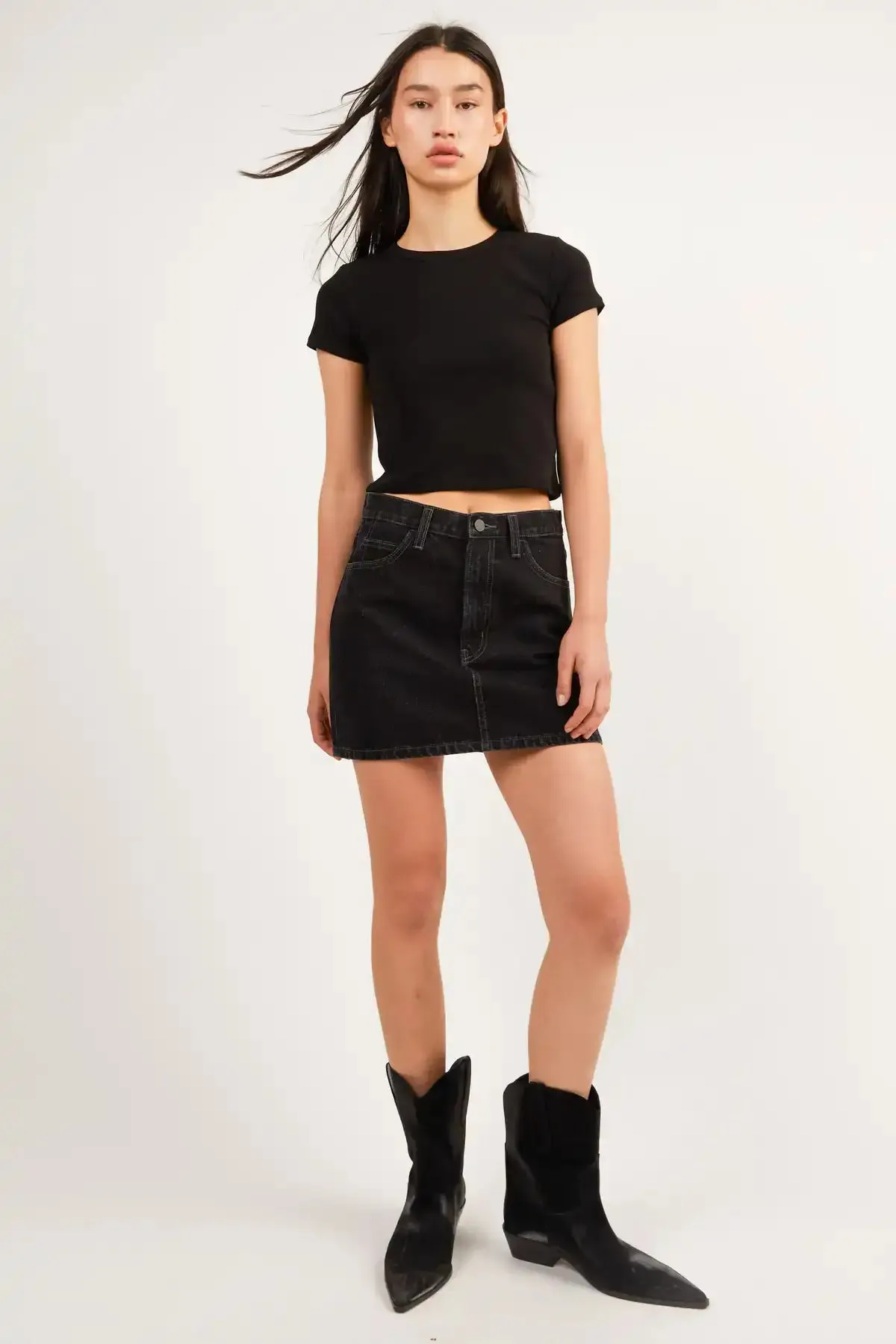 Black Mini Jean Skirt