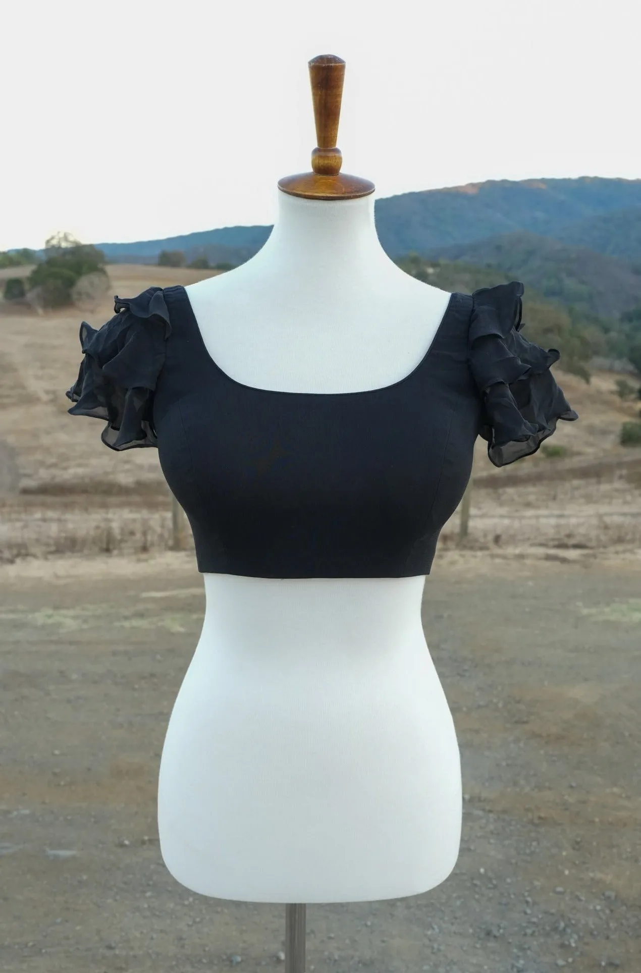Black ruffle blouse