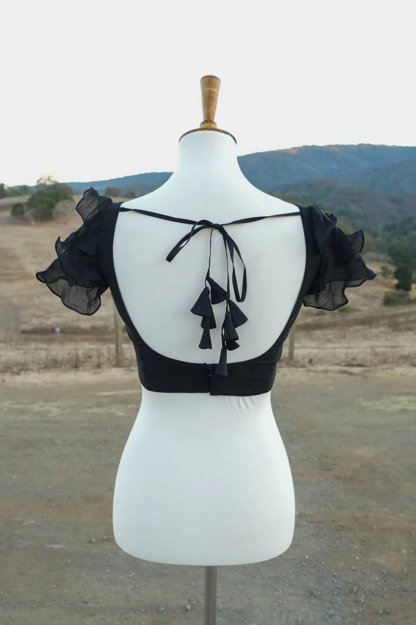 Black ruffle blouse