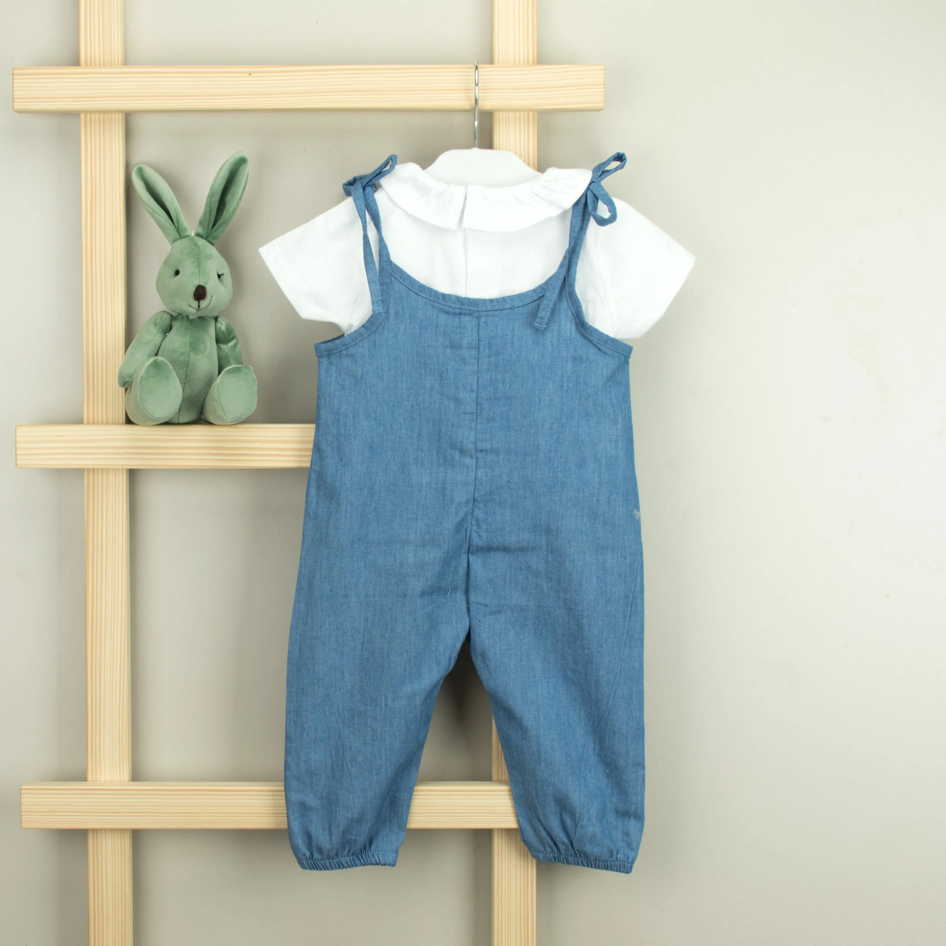 Blouse & Denim Jumpsuit