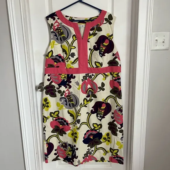 Boden Floral Patterned Vibrant Shift Dress Size 18 Long