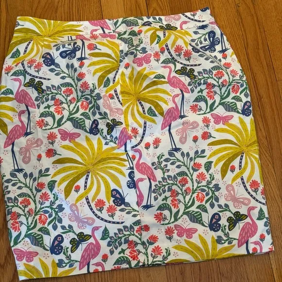 BODEN Gabriella Pencil Skirt - Tropical Floral Flamingo Design - Women’s 16/18