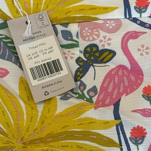 BODEN Gabriella Pencil Skirt - Tropical Floral Flamingo Design - Women’s 16/18