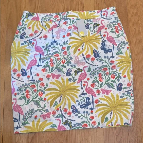 BODEN Gabriella Pencil Skirt - Tropical Floral Flamingo Design - Women’s 16/18