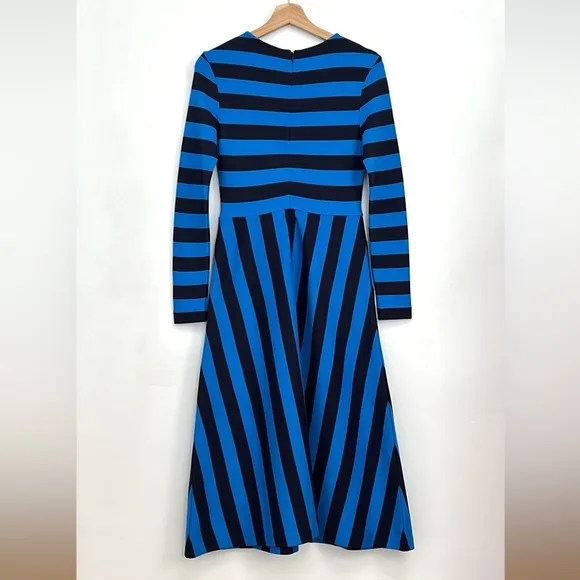 BODEN Stripe Jersey Fit and Flare Long Sleeve Colorful Preppy Midi Dress Size 4P