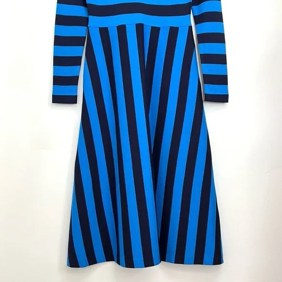BODEN Stripe Jersey Fit and Flare Long Sleeve Colorful Preppy Midi Dress Size 4P