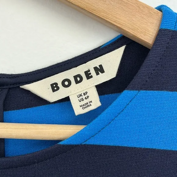 BODEN Stripe Jersey Fit and Flare Long Sleeve Colorful Preppy Midi Dress Size 4P