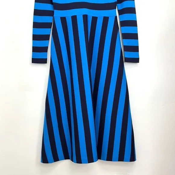 BODEN Stripe Jersey Fit and Flare Long Sleeve Colorful Preppy Midi Dress Size 4P