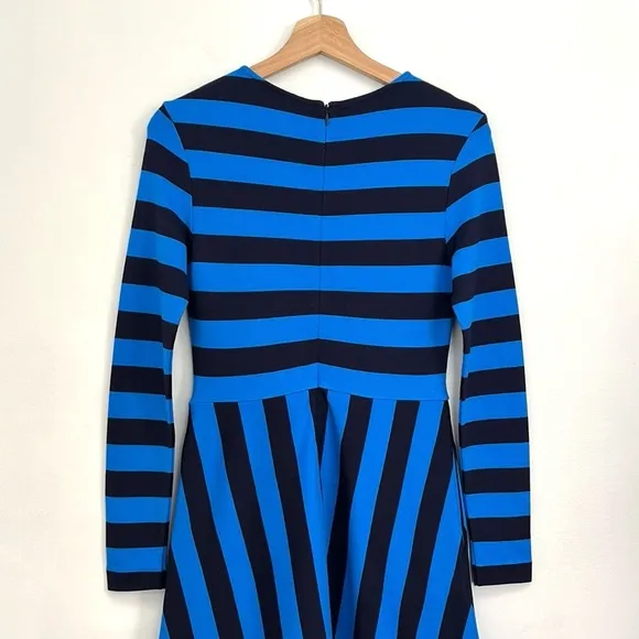 BODEN Stripe Jersey Fit and Flare Long Sleeve Colorful Preppy Midi Dress Size 4P