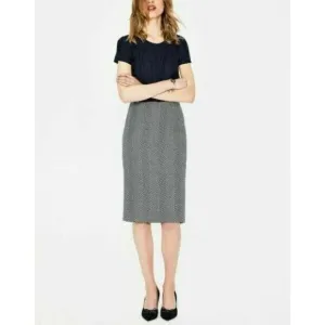 Boden Womens Freya Pencil Skirt UK 10 US 6 Navy Blue White Knee Length NWT