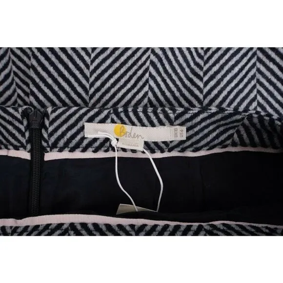 Boden Womens Freya Pencil Skirt UK 10 US 6 Navy Blue White Knee Length NWT