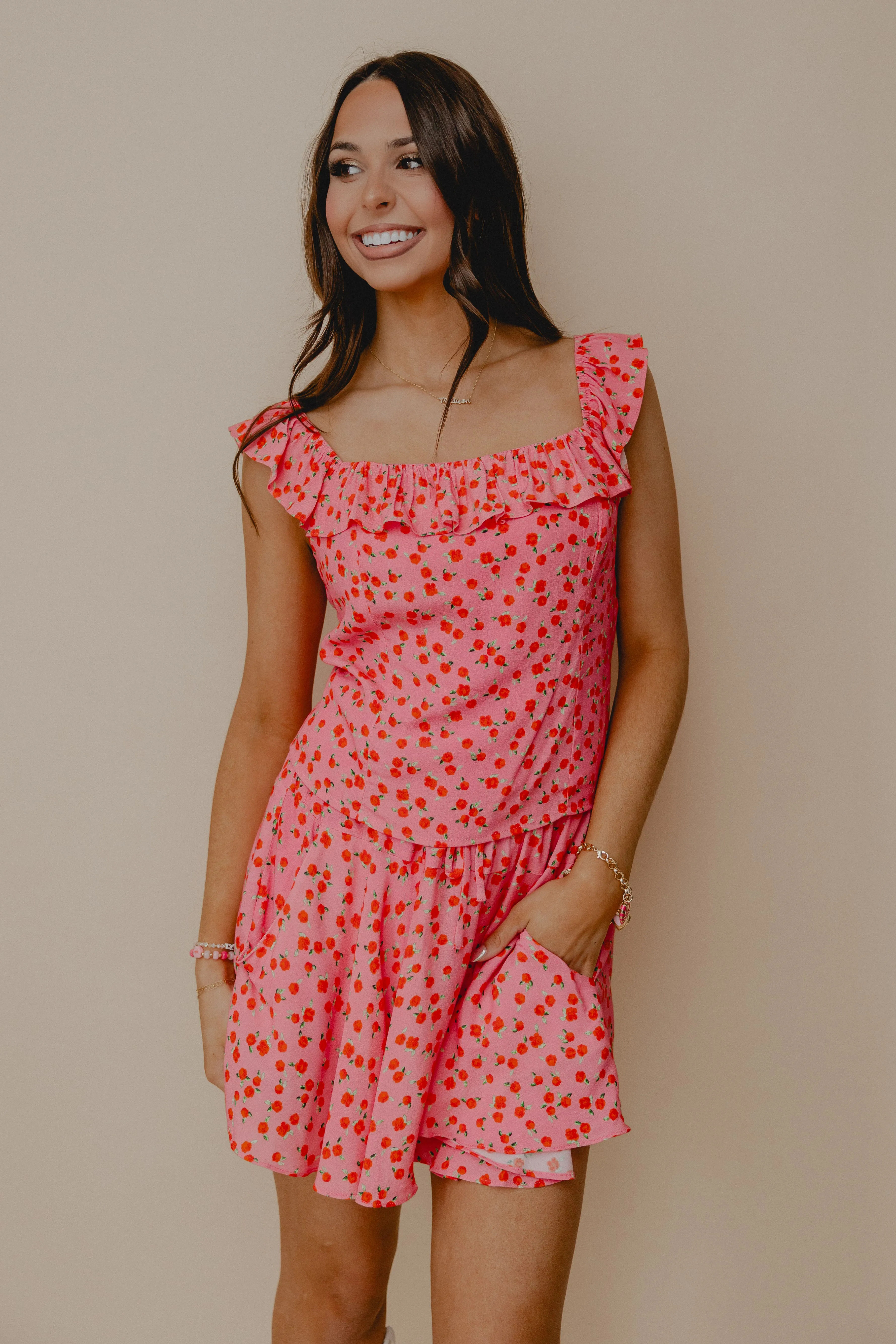 Botanica Smock Ruffle Tank Pink