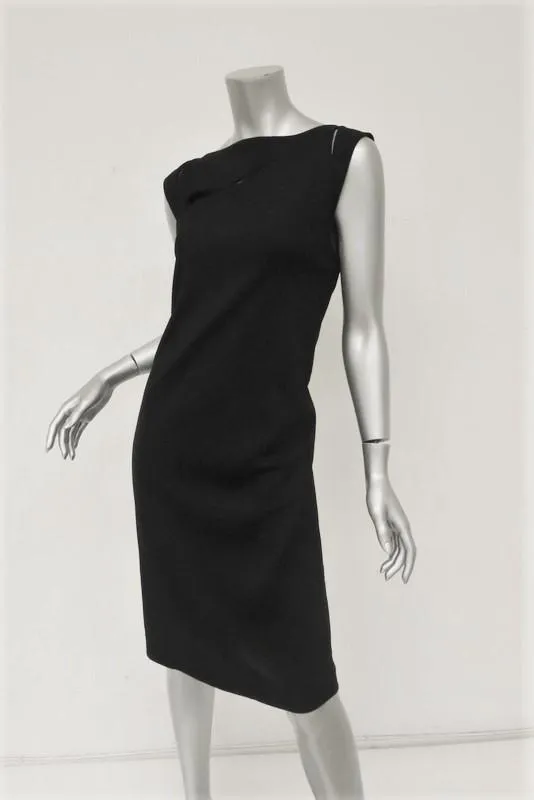 Bottega Veneta Dress Black Cutout Stretch Jersey Size 46 Sleeveless Shift
