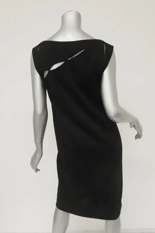 Bottega Veneta Dress Black Cutout Stretch Jersey Size 46 Sleeveless Shift