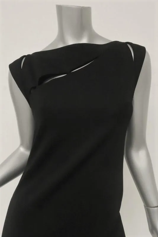 Bottega Veneta Dress Black Cutout Stretch Jersey Size 46 Sleeveless Shift