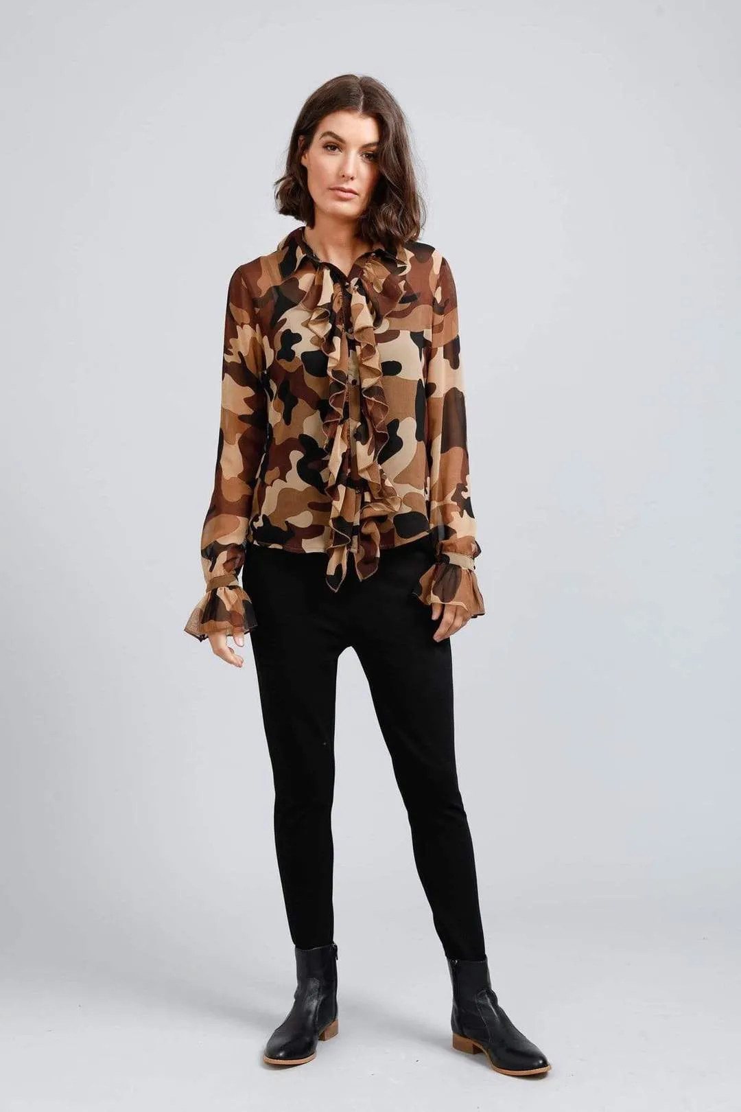 brave true Cascade Button Down Shirt - camo