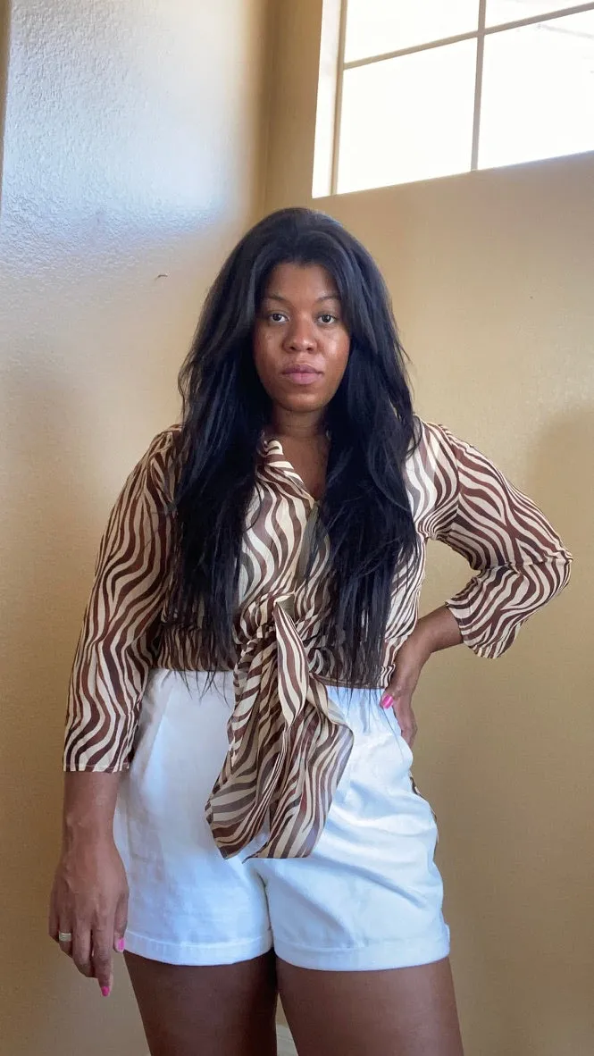 Bronzed Zebra Crêpe Blouse