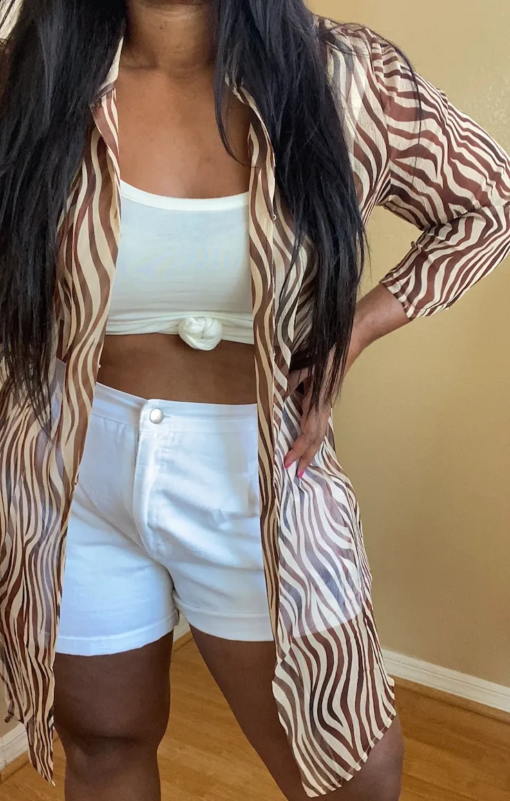 Bronzed Zebra Crêpe Blouse