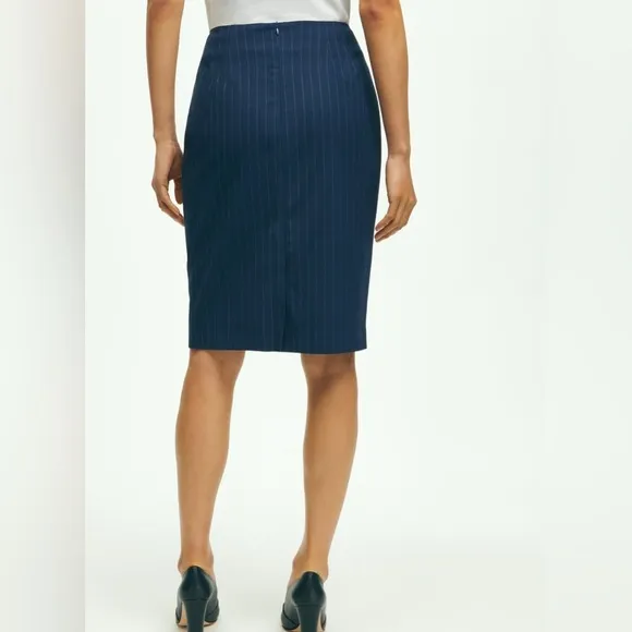 Brooks Brothers Navy Blue Pinstripe Pencil Skirt 4