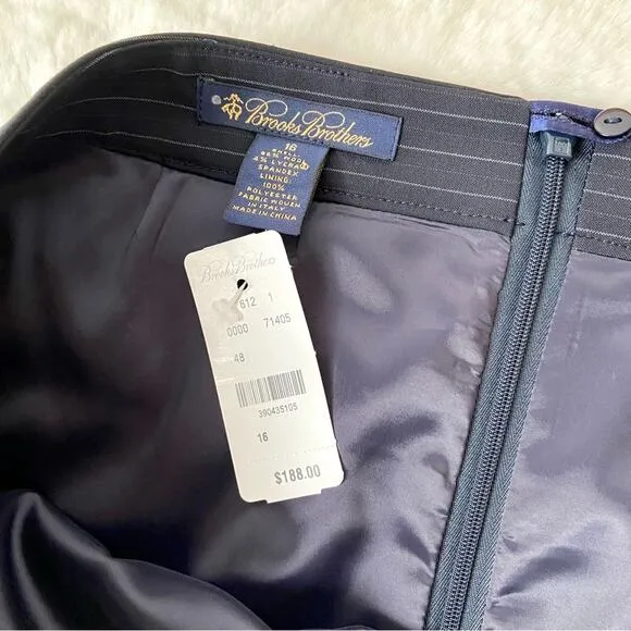 Brooks Brothers Navy Pinstripe Wool Pencil Skirt Size 16