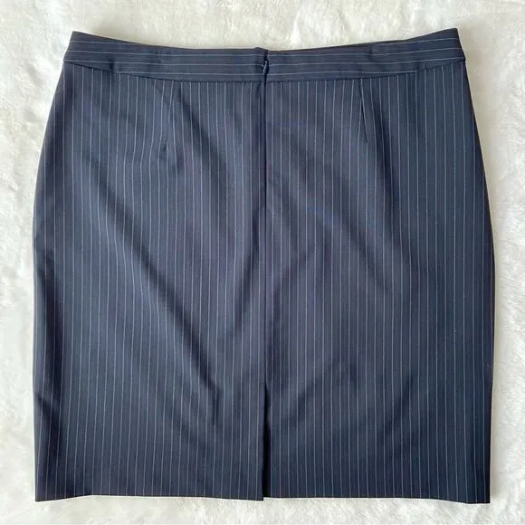Brooks Brothers Navy Pinstripe Wool Pencil Skirt Size 16